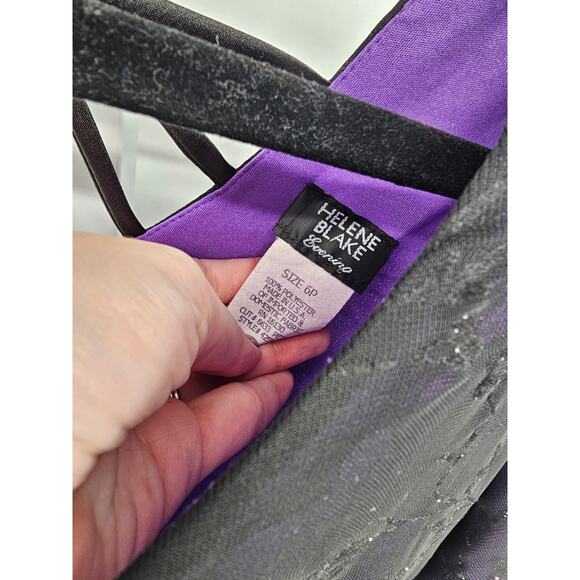 Helene Blake Evening Women's Purple Floral Scoop-neck Maxi Dress Size 6P - Picture 3 of 5